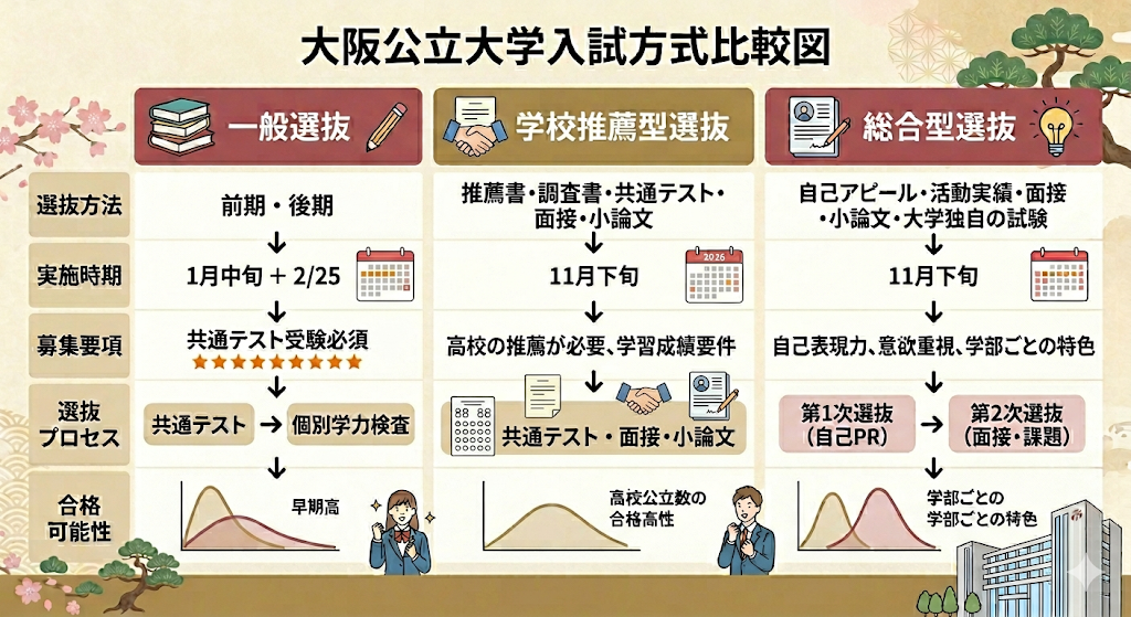 大阪公立大学の一般選抜・学校推薦型選抜・総合型選抜の違い