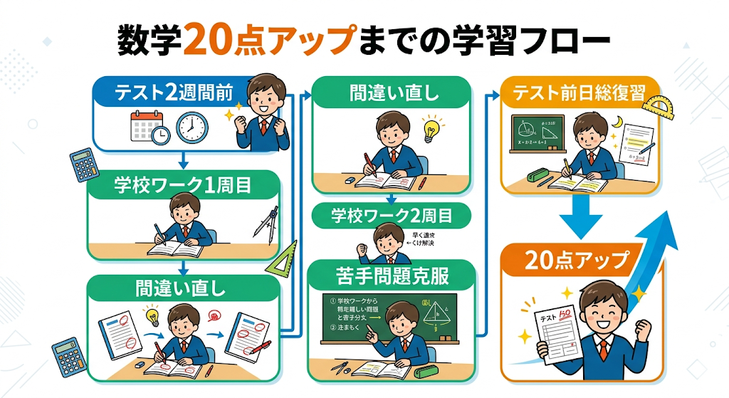 河内長野市千代田の中学生向け数学の定期テスト対策の流れ