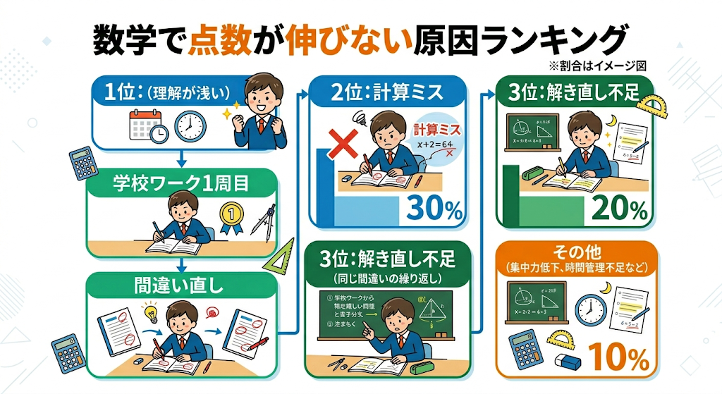 数学で点数が伸びない原因の例