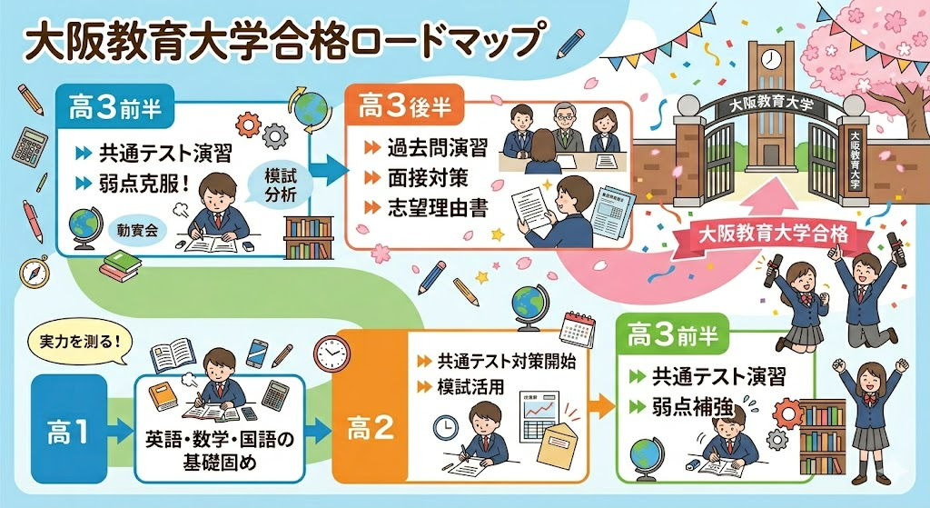 河内長野市の高校生向け大阪教育大学合格までの学習ロードマップ（富田林高校・清教学園高校・帝塚山泉ヶ丘高校など対応）