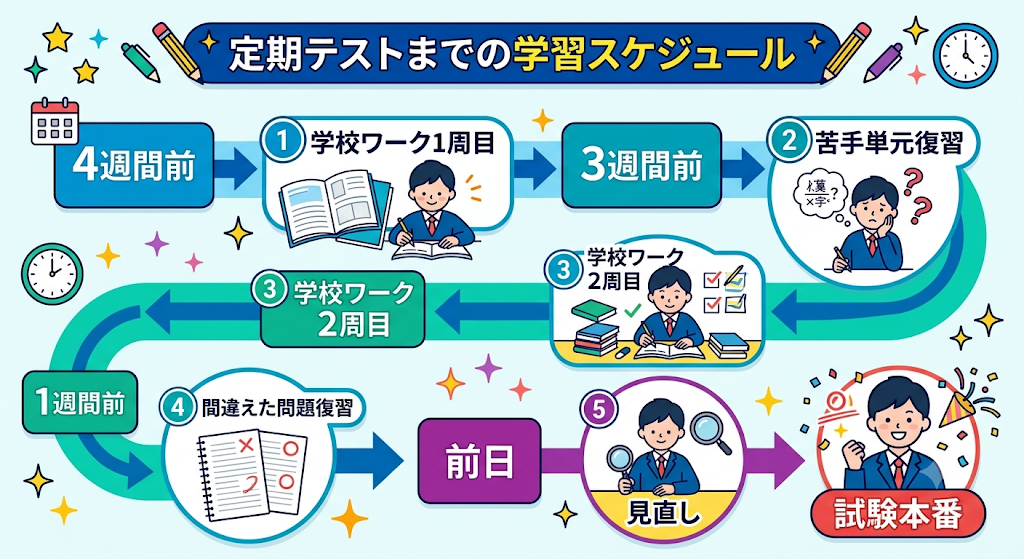 河内長野市の中学生向け数学定期テスト対策スケジュール