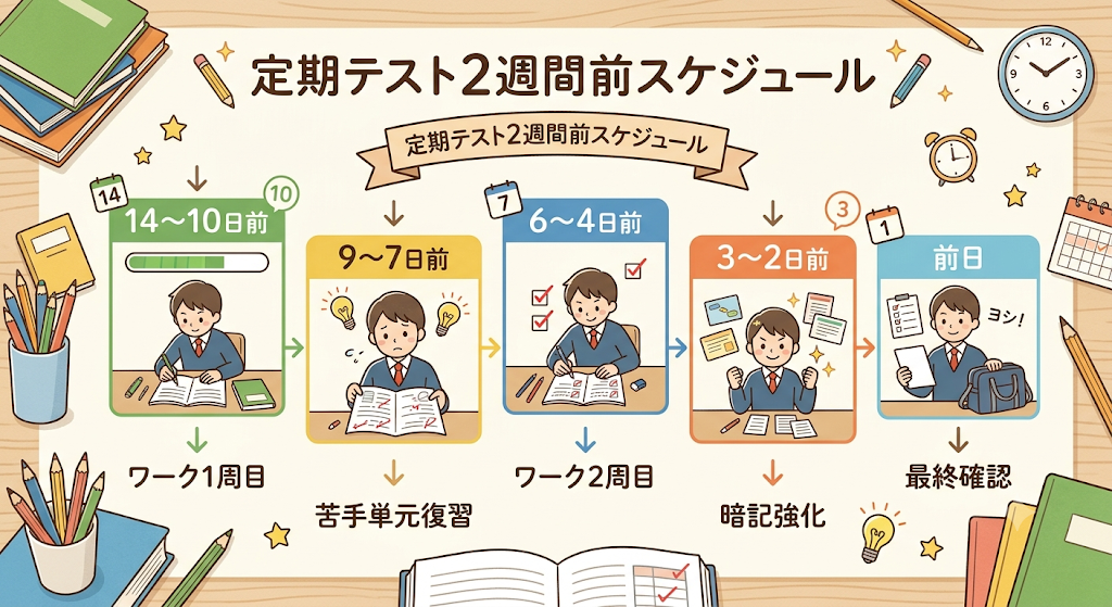 長野中学校の1学期期末テストに向けた2週間学習計
