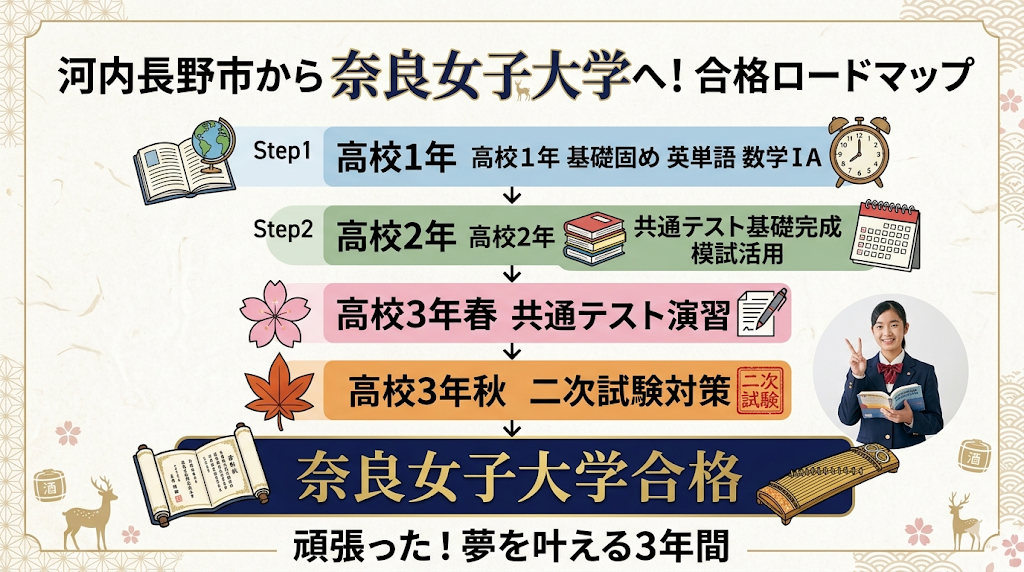 河内長野市の高校生向け奈良女子大学合格ロードマップ