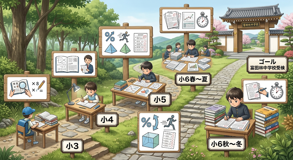 河内長野市千代田周辺の小学生向け富田林中学校受検対策ロードマップ