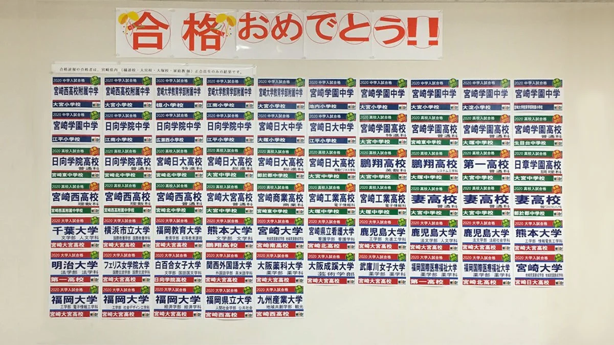 橘通校 会員生の努力の証、合格実績！