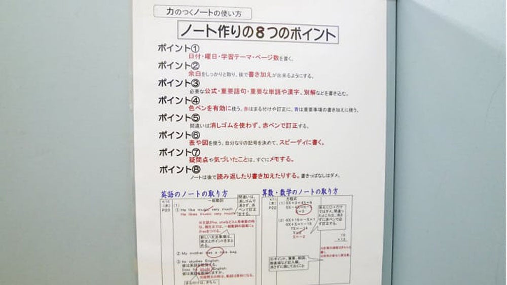 紫雲校 ノート指導も大切にしています。