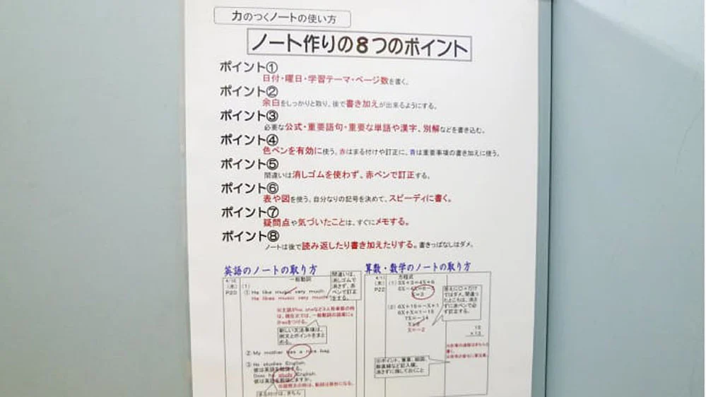 紫雲校 ノート指導も大切にしています。