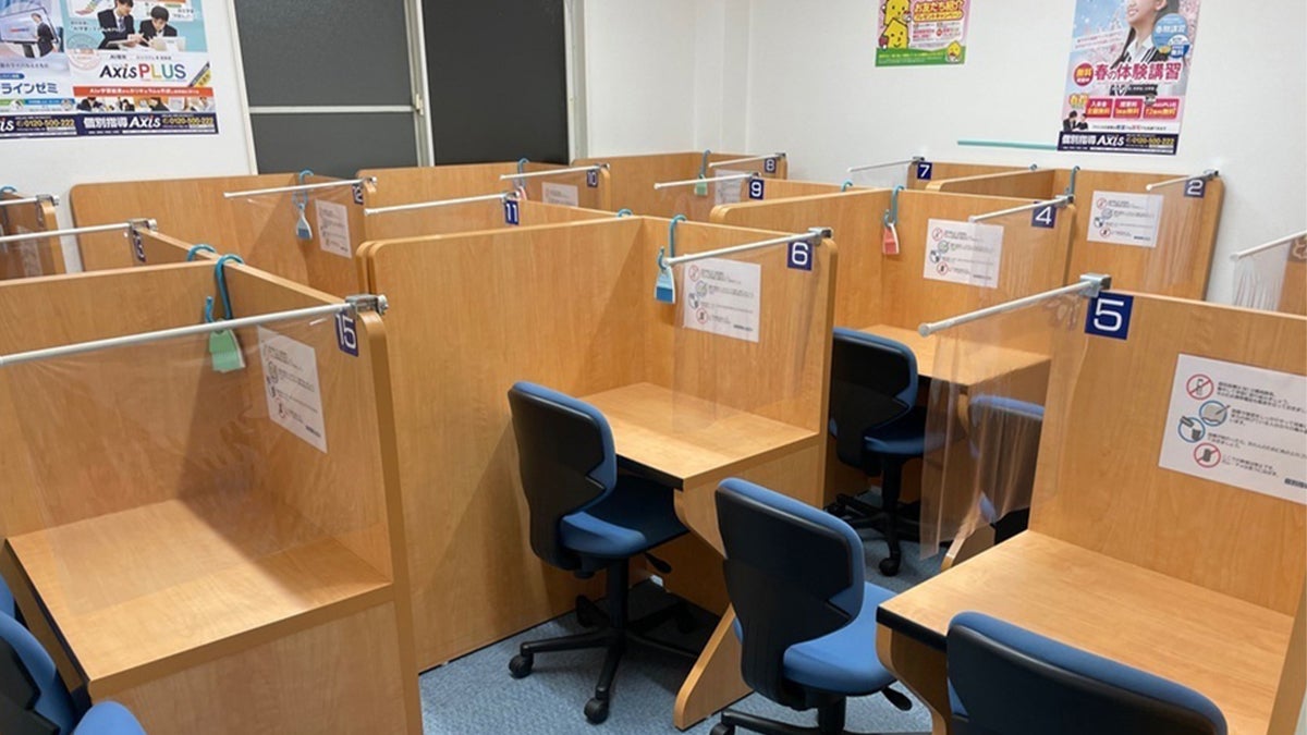 御坊ほんまち校 授業ブースです。コロナウイルス感染症対策も実施しています。